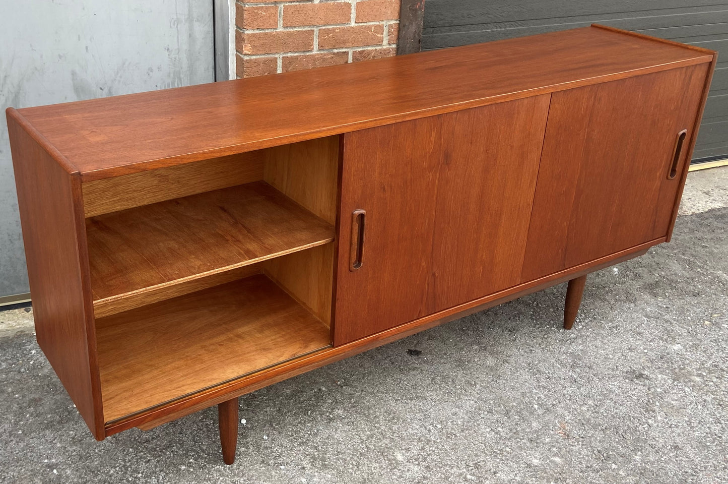 REFINISHED Mid Century Modern Teak Sideboard Narrow 70.5"