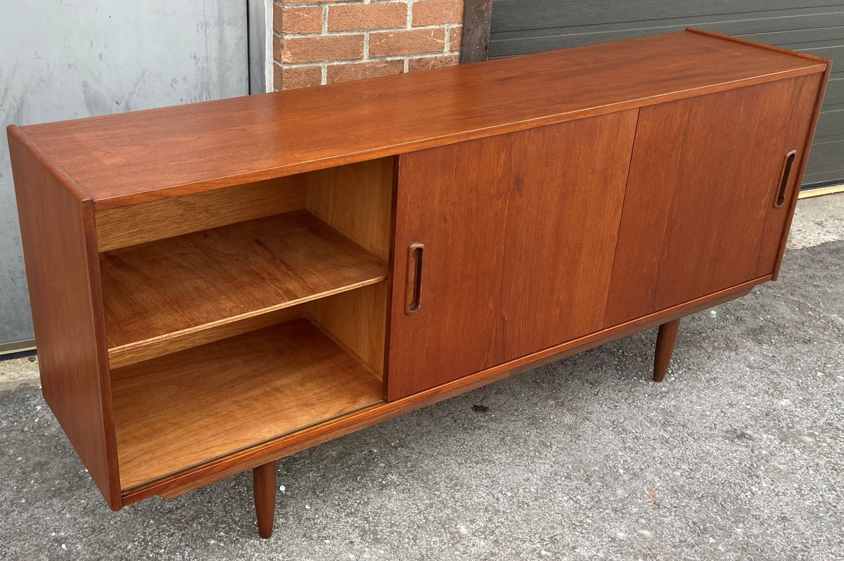 REFINISHED Mid Century Modern Teak Sideboard Narrow 70.5