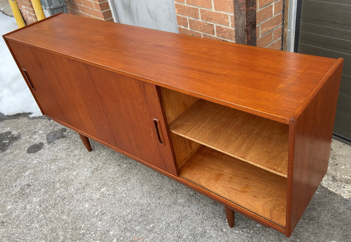 REFINISHED Mid Century Modern Teak Sideboard Narrow 70.5"