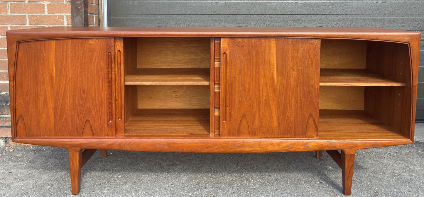 REFINISHED Danish Mid Century Modern Teak Sideboard Credenza 6 ft