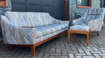 REFINISHED Danish styled MCM Teak Sofa, Lounge Chair and Ottoman 3