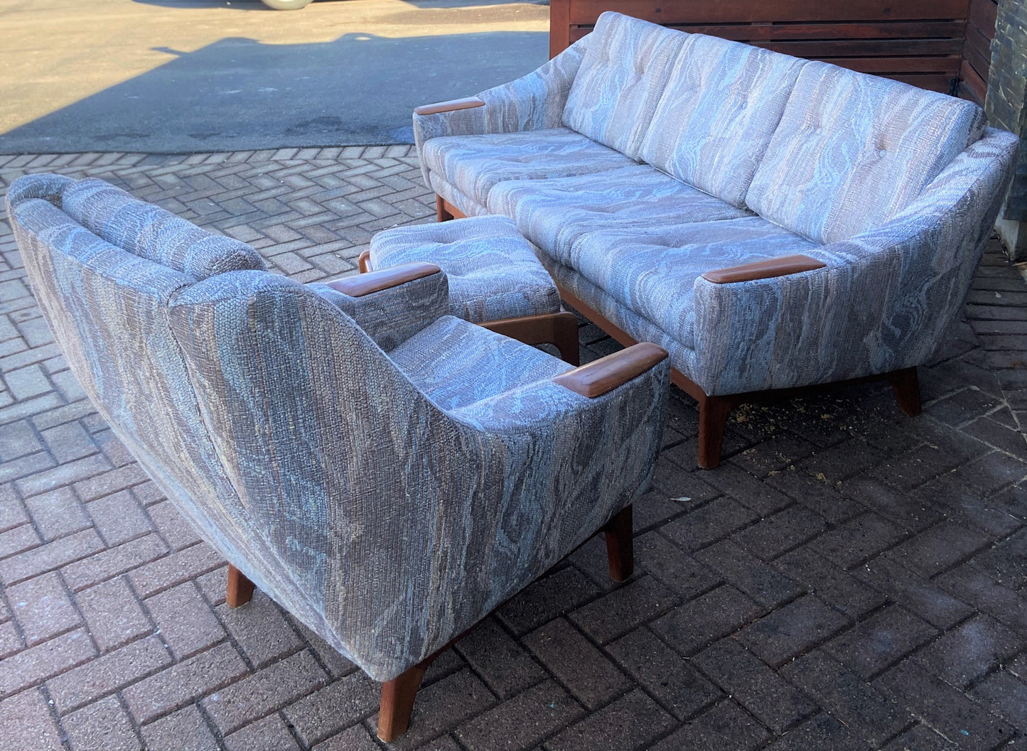 REFINISHED Danish styled MCM Teak Sofa, Lounge Chair and Ottoman