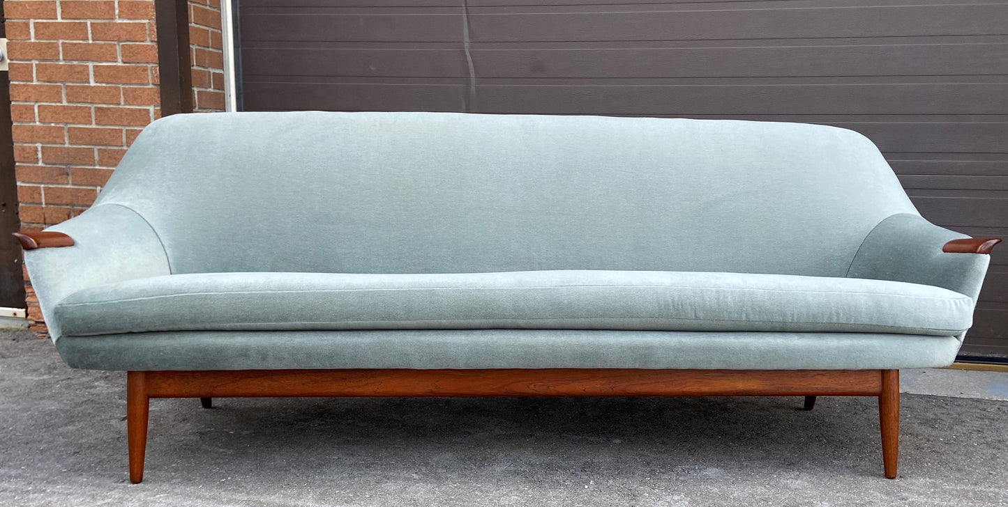 REFINISHED REUPHOLSTERED in wool mohair MCM Teak Sofa by Gerhard Berg, PERFECT