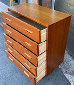 REFINISHED Mid Century Modern Teak Tallboy Dresser 5 drawers 3