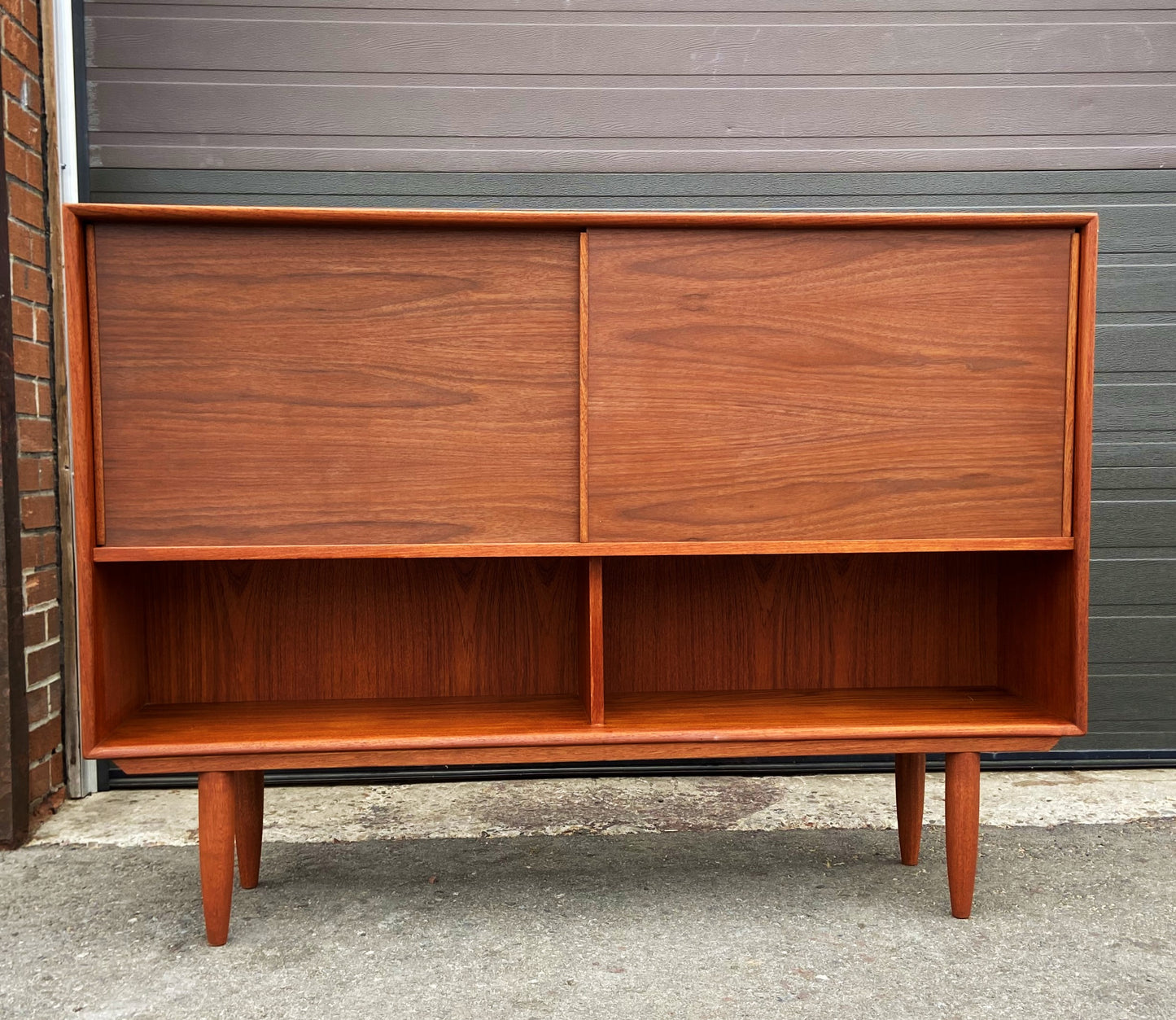 REFINISHED Danish Mid Century Modern Teak Highboard Narrow