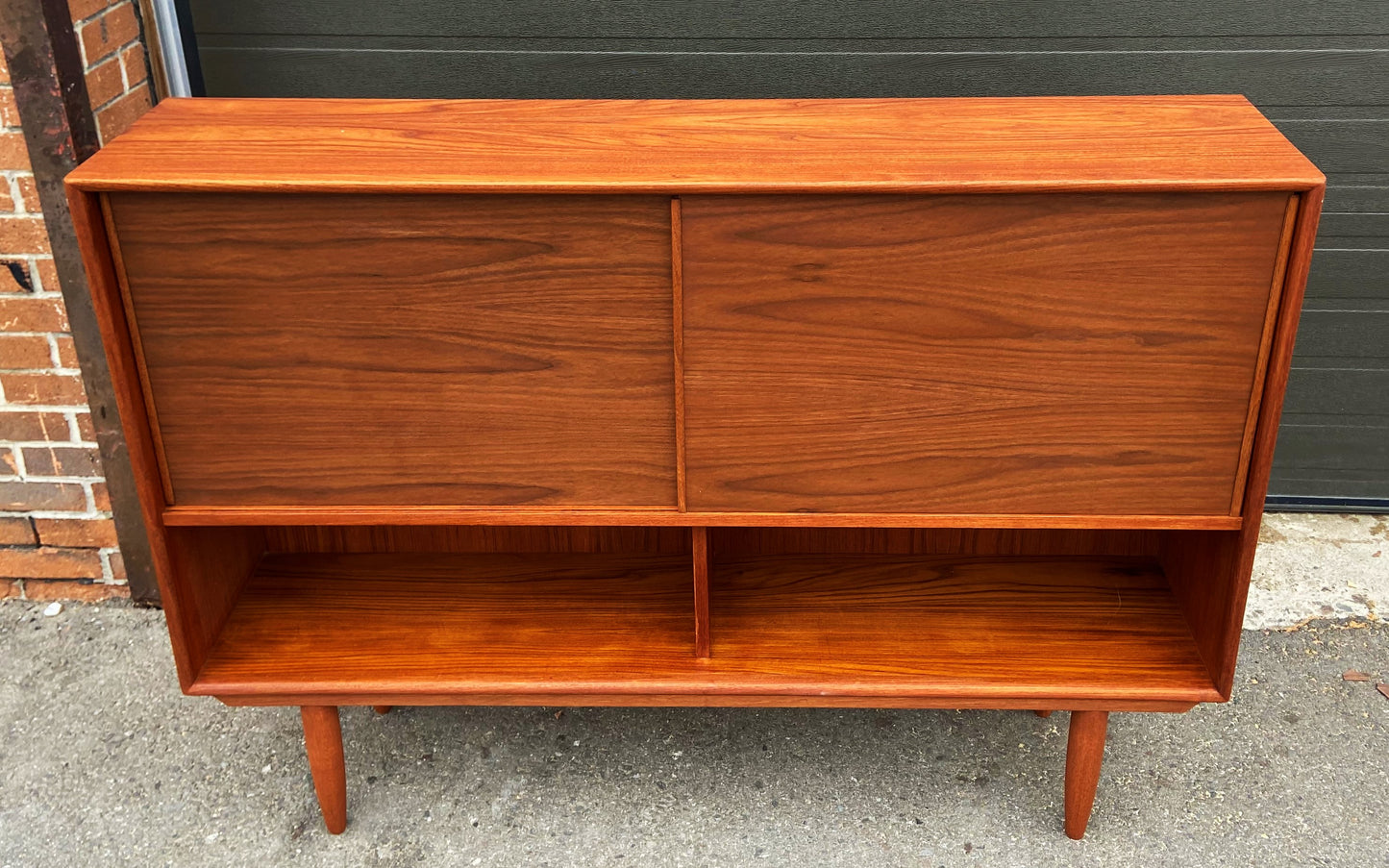 REFINISHED Danish Mid Century Modern Teak Highboard Narrow