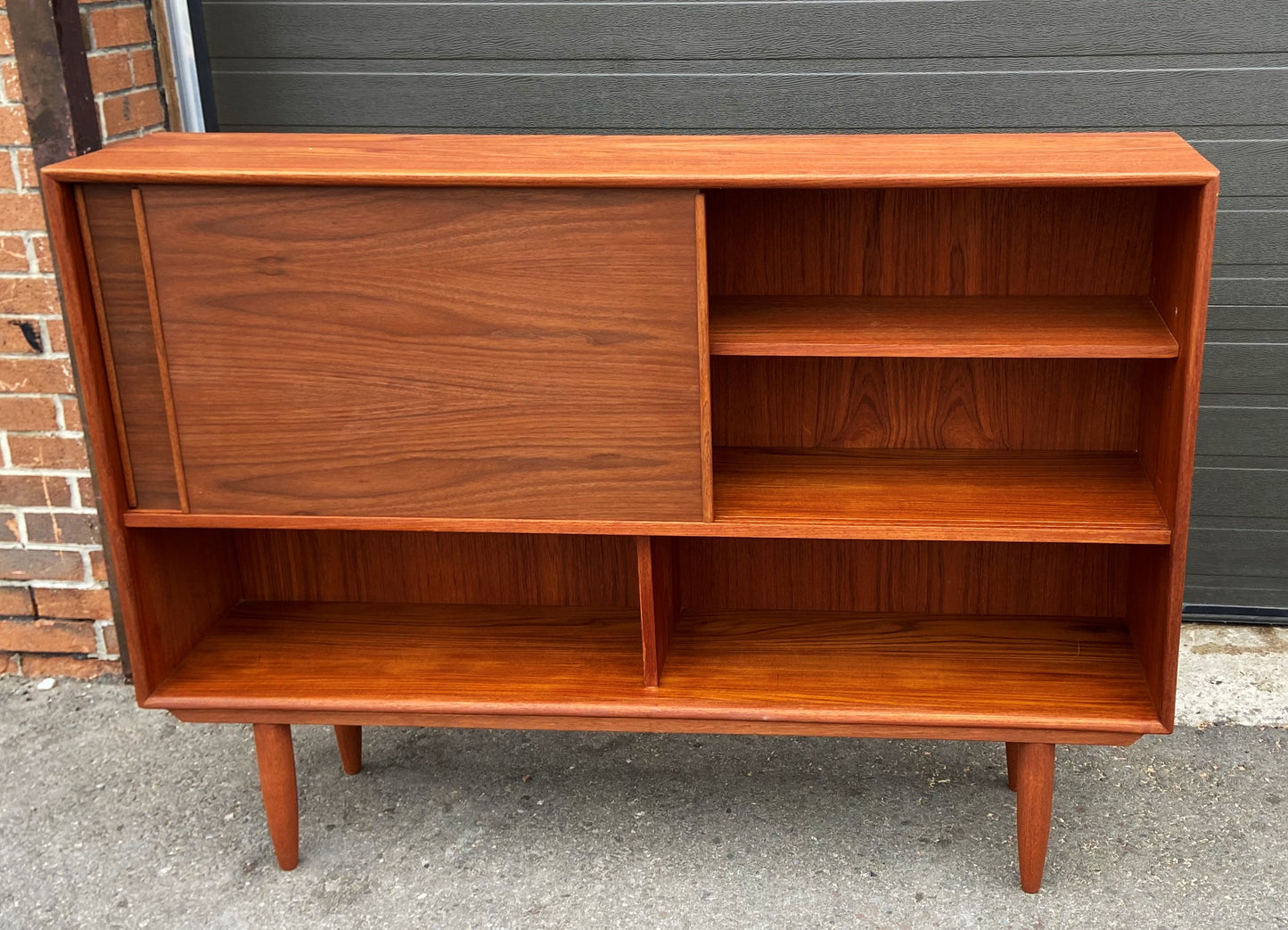 REFINISHED Danish Mid Century Modern Teak Highboard Narrow