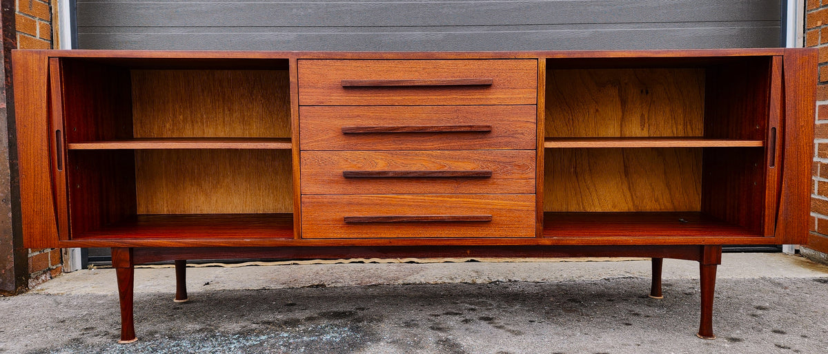 REFINISHED Mid Century Modern Teak Sideboard w Tambour Doors by RS Associates, 78