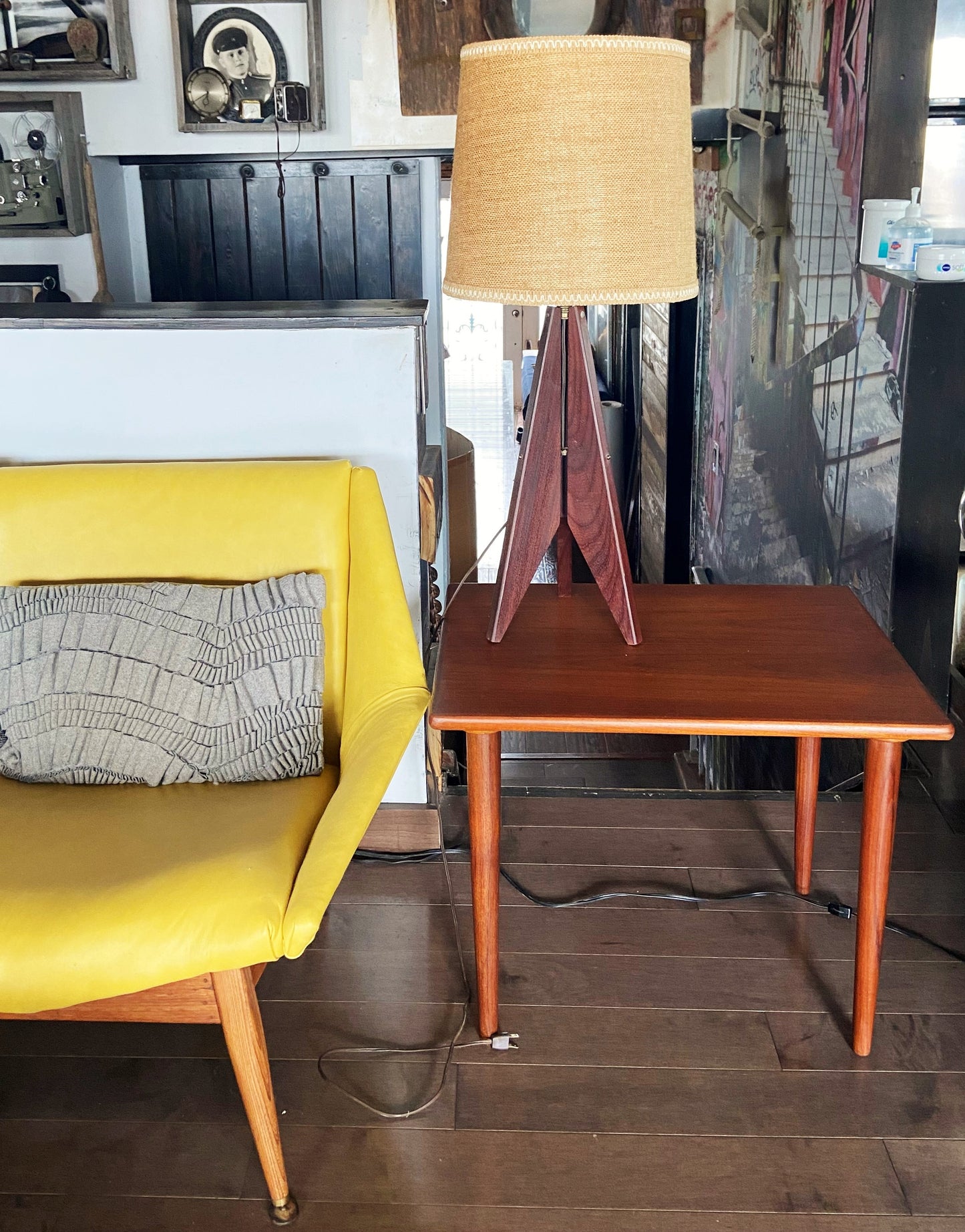 Refinished Danish Mid Century Modern Teak Tripod Lamp