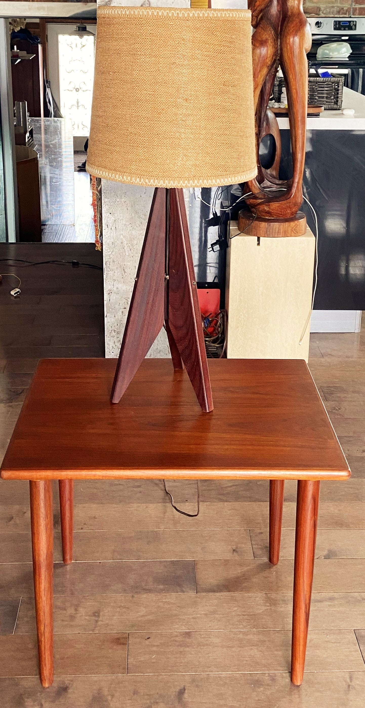 Refinished Danish Mid Century Modern Teak Tripod Lamp