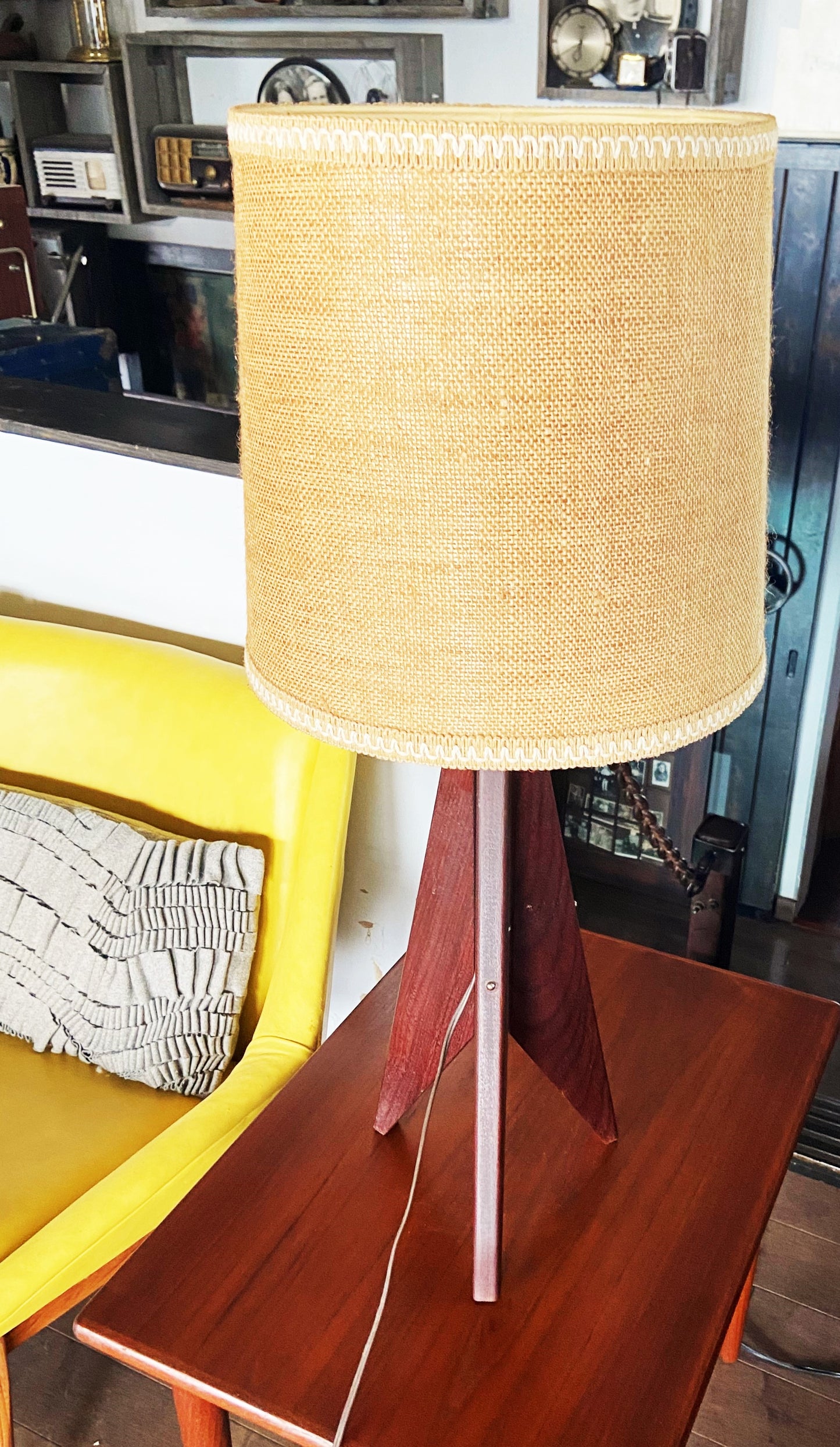 Refinished Danish Mid Century Modern Teak Tripod Lamp