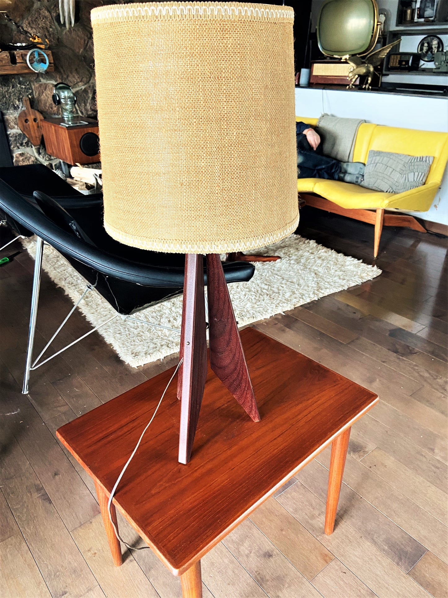 Refinished Danish Mid Century Modern Teak Tripod Lamp