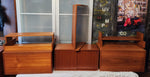 RESTORED Mid Century Modern 3 Section Teak Modular Wall Unit w Cabinets & Shelves by REFF 2