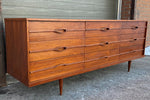REFINISHED Mid Century Modern Walnut Dresser 9 drawers 84