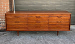REFINISHED Mid Century Modern Walnut Dresser 9 drawers 84