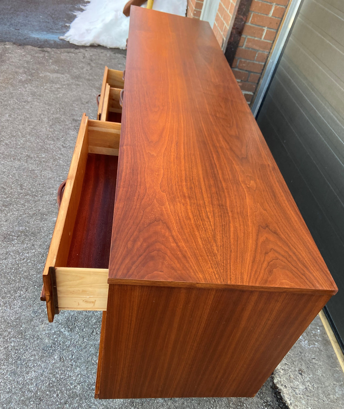 REFINISHED Mid Century Modern Walnut Dresser 9 drawers 84