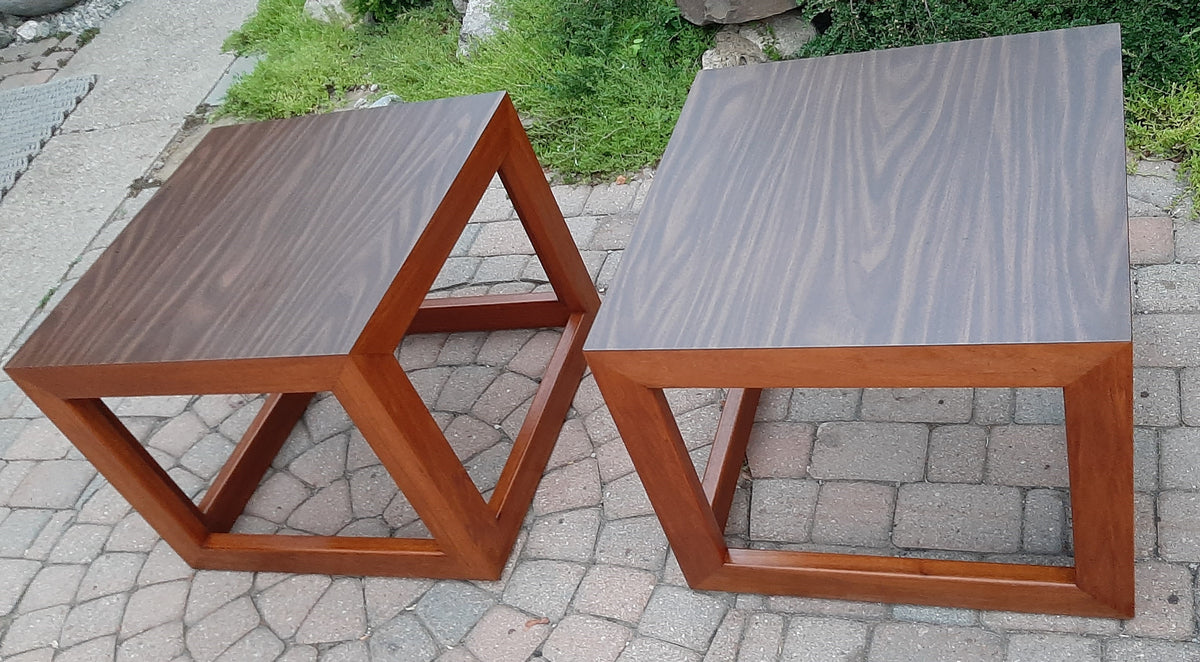 Set of 2 REFINISHED MCM Walnut Accent or Bedside Tables, large