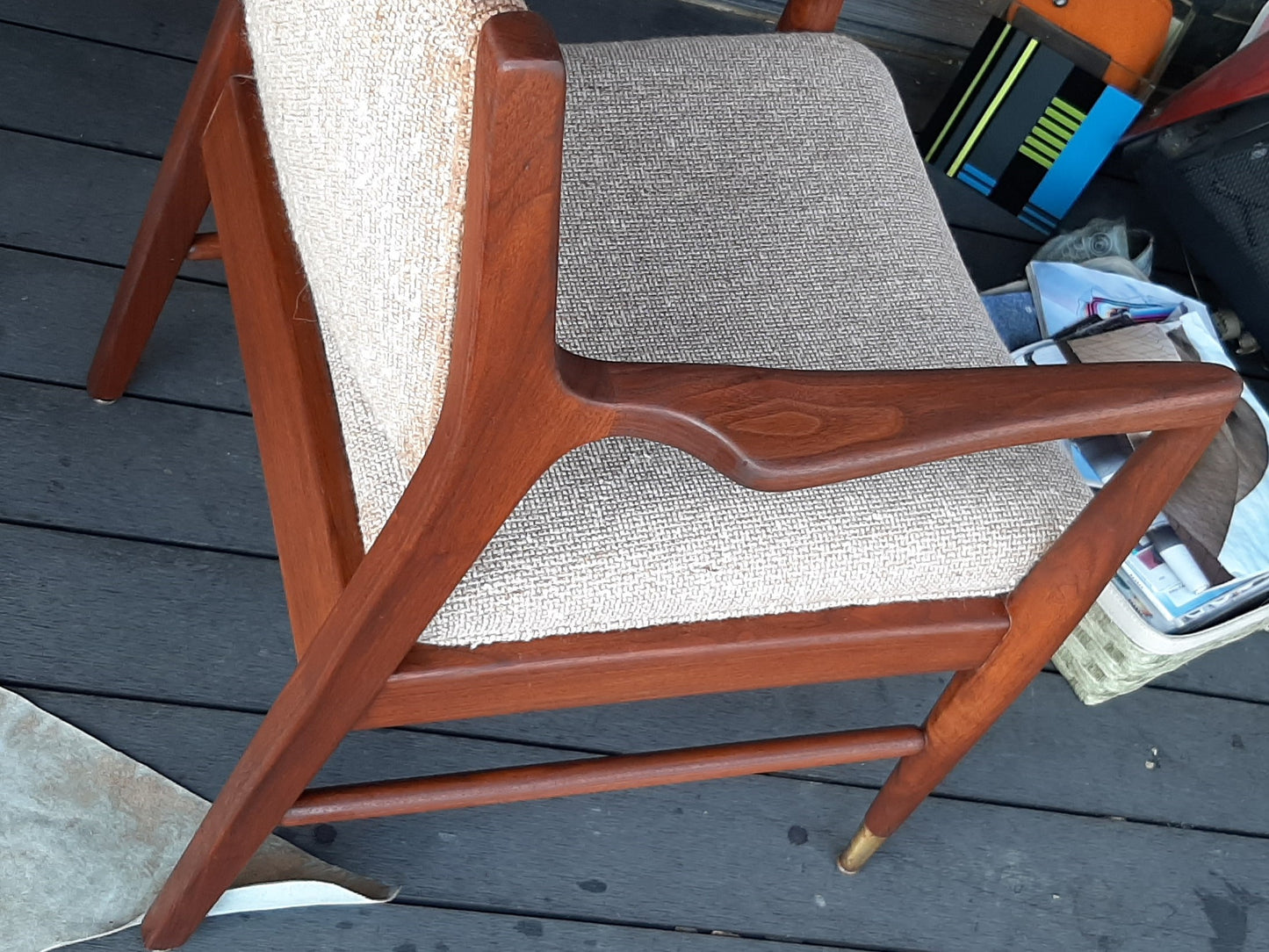 Set of 2 REFINISHED & Ready to be REUPHOLSTERED American MCM Walnut Armchairs