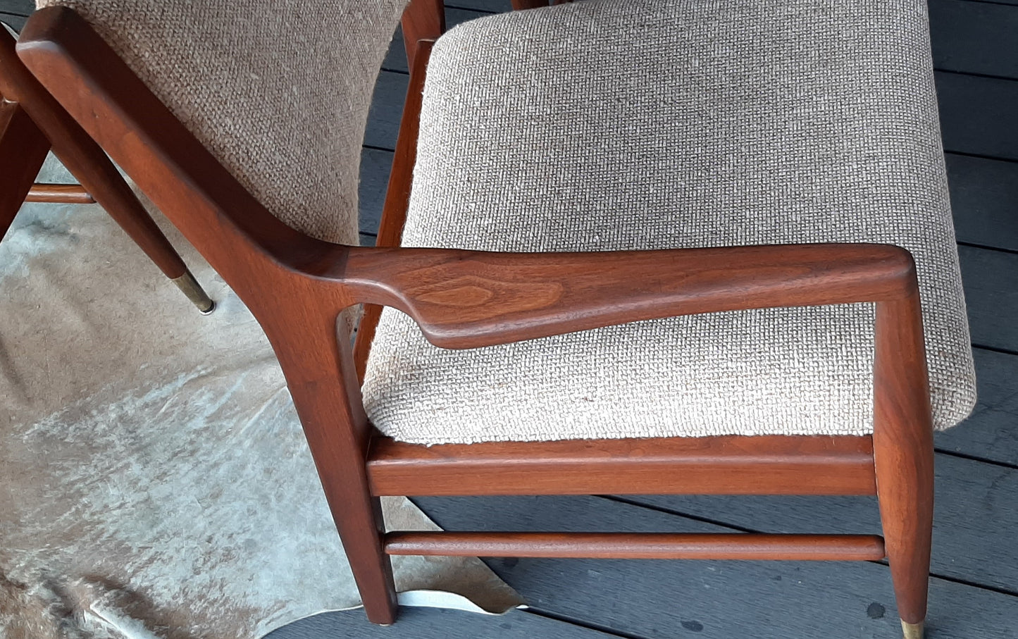 Set of 2 REFINISHED & Ready to be REUPHOLSTERED American MCM Walnut Armchairs