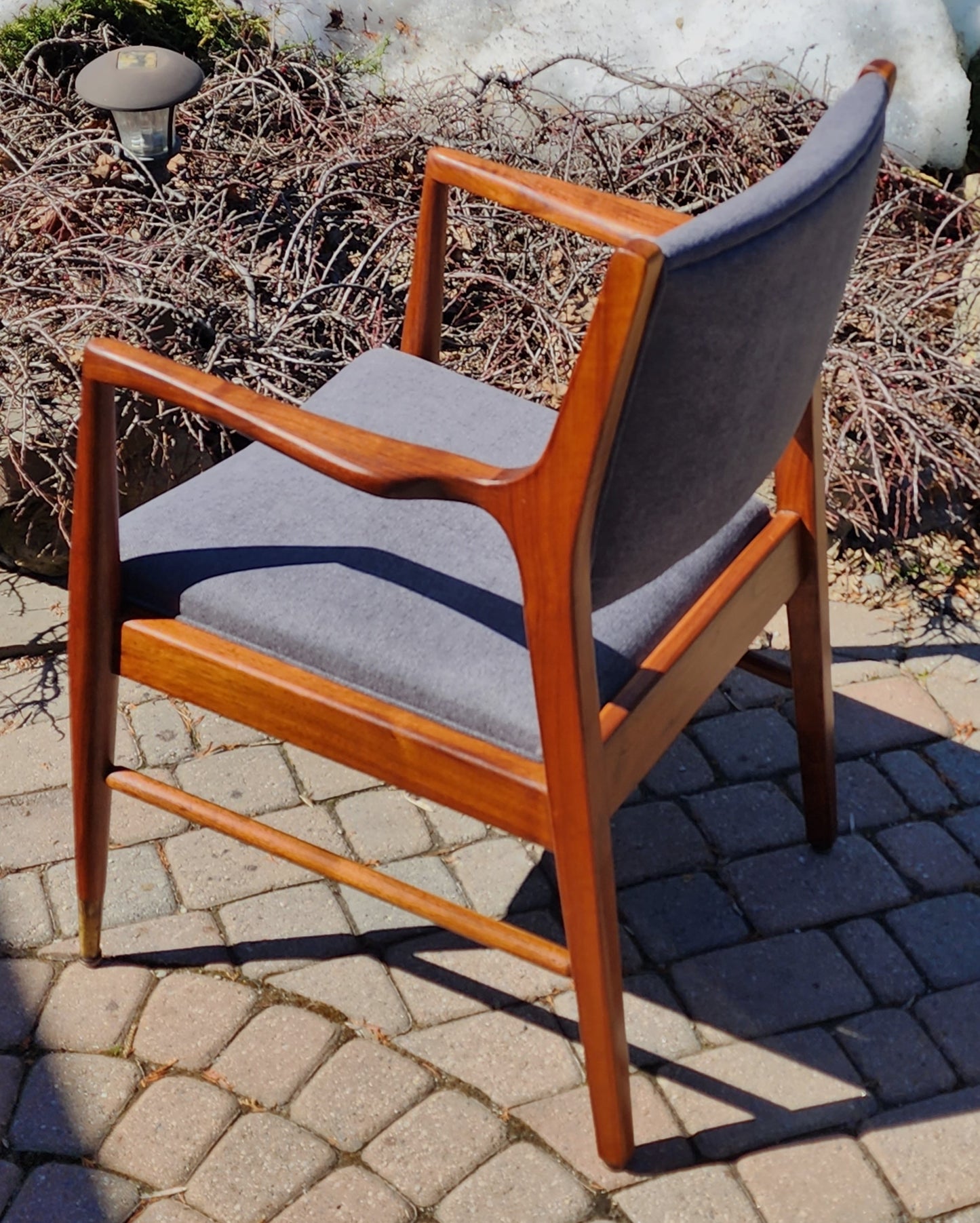 2 REFINISHED REUPHOLSTERED Mid Century Modern Walnut Arm Chairs