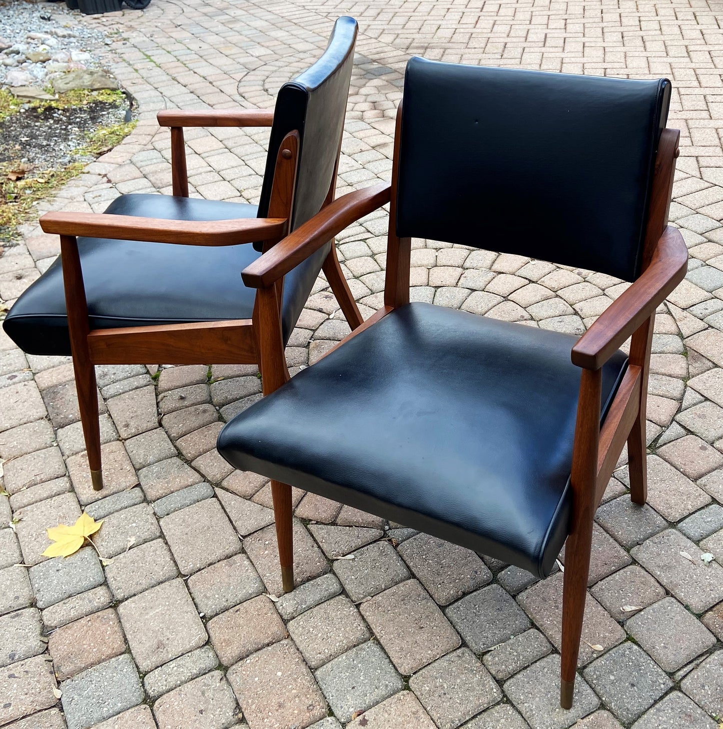 REFINISHED Mid Century Modern Walnut Armchairs - Set of 2