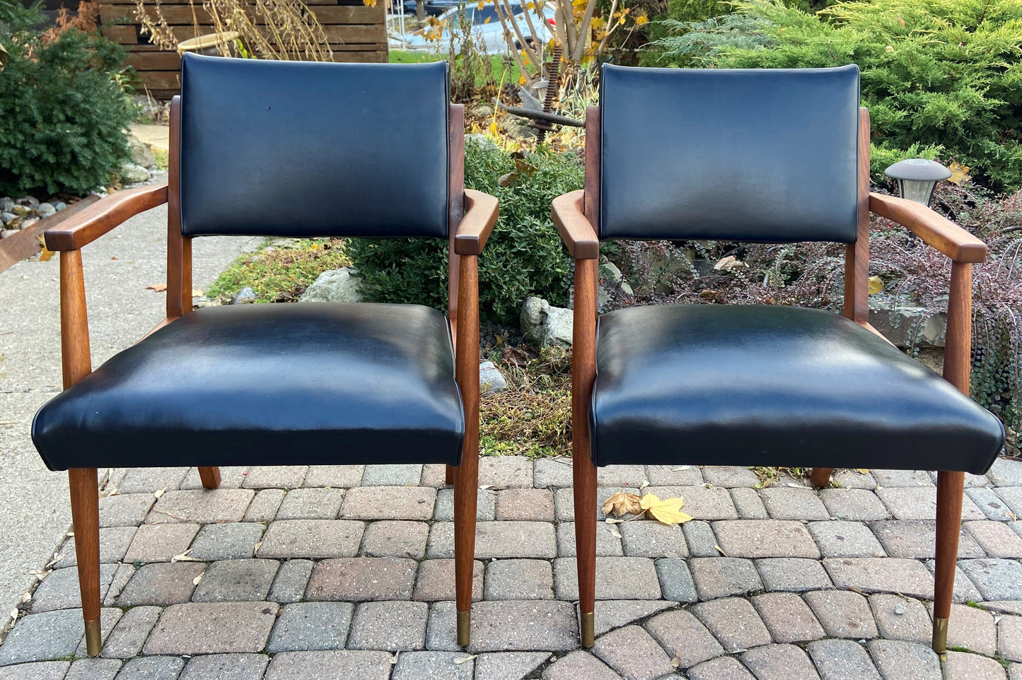 REFINISHED Mid Century Modern Walnut Armchairs - Set of 2