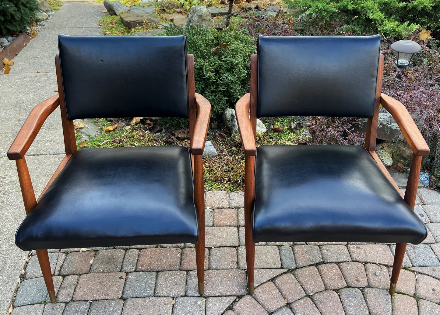 REFINISHED Mid Century Modern Walnut Armchairs - Set of 2