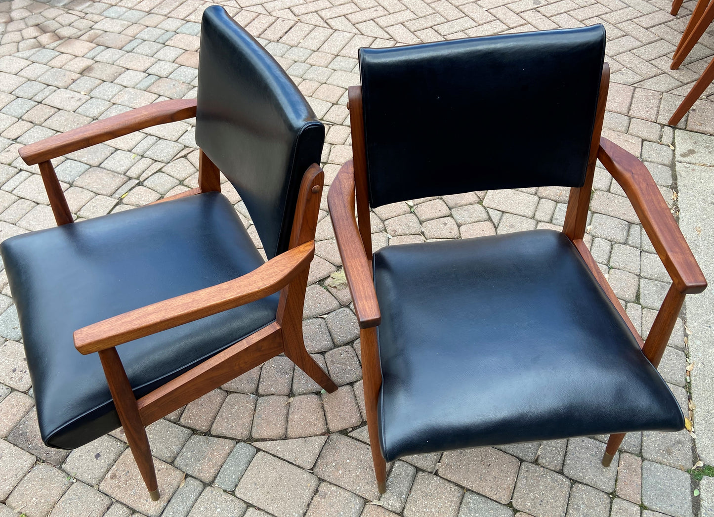 REFINISHED Mid Century Modern Walnut Armchairs - Set of 2