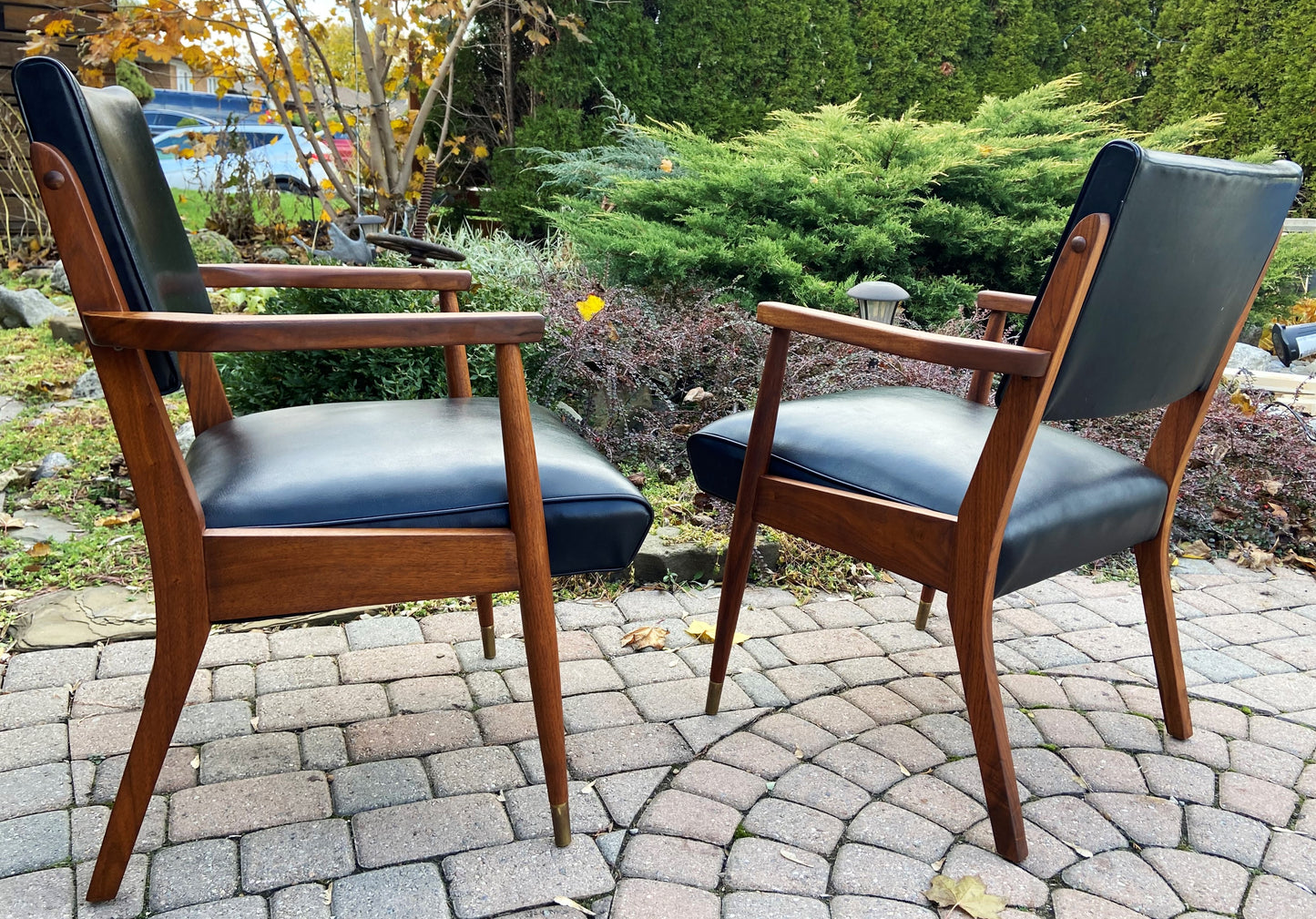REFINISHED Mid Century Modern Walnut Armchairs - Set of 2