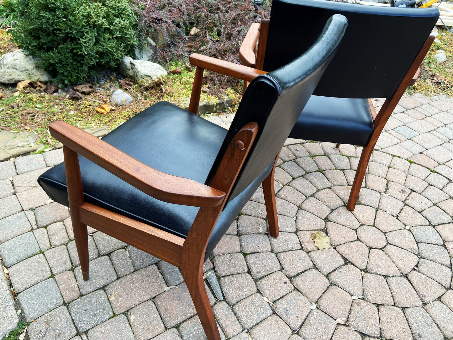 REFINISHED Mid Century Modern Walnut Armchairs - Set of 2