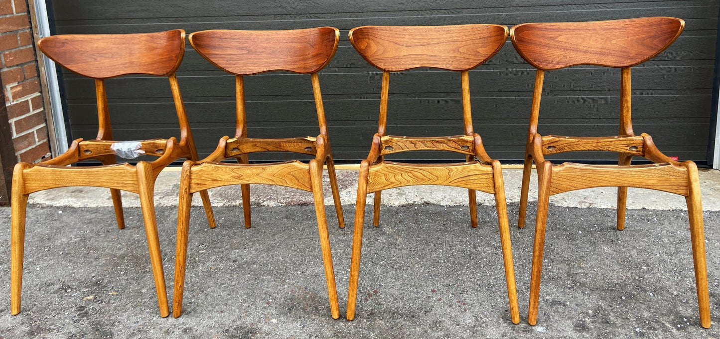 8 REFINISHED REUPHOLSTERED Mid Century Modern Walnut & Ash Chairs by Deilcraft