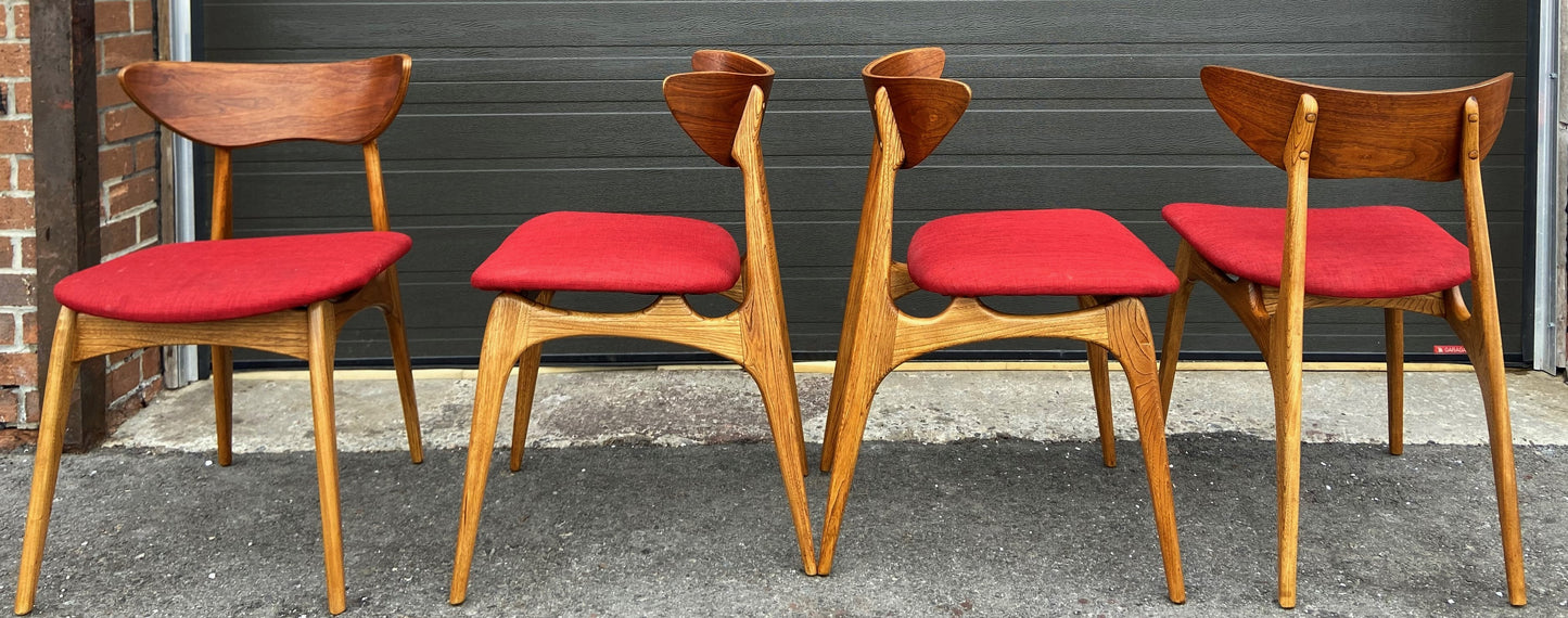 8 REFINISHED REUPHOLSTERED Mid Century Modern Walnut & Ash Chairs by Deilcraft