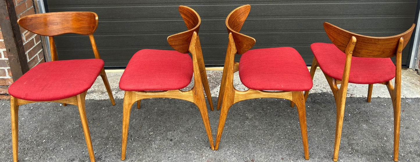 8 REFINISHED REUPHOLSTERED Mid Century Modern Walnut & Ash Chairs by Deilcraft