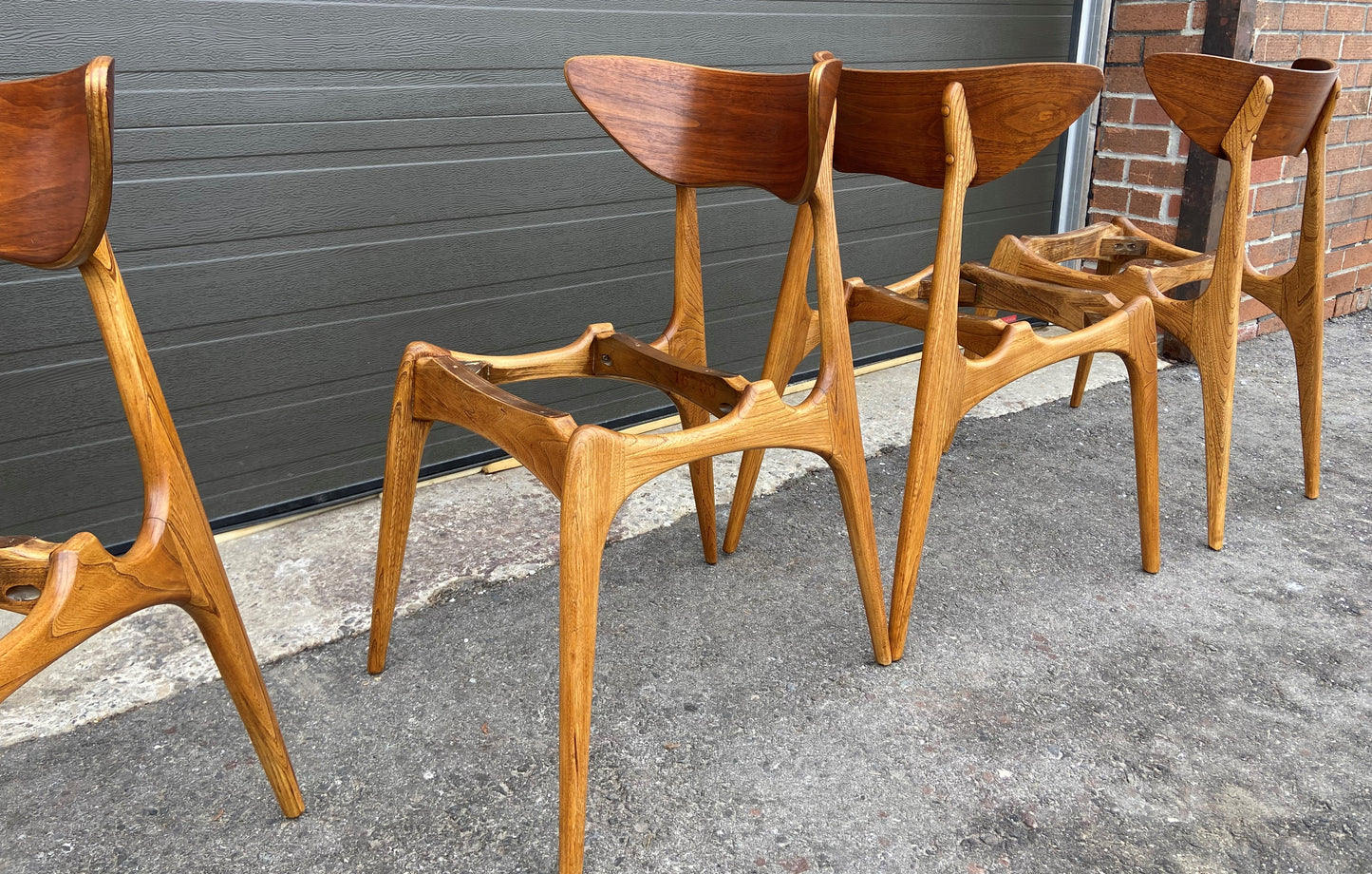 8 REFINISHED REUPHOLSTERED Mid Century Modern Walnut & Ash Chairs by Deilcraft