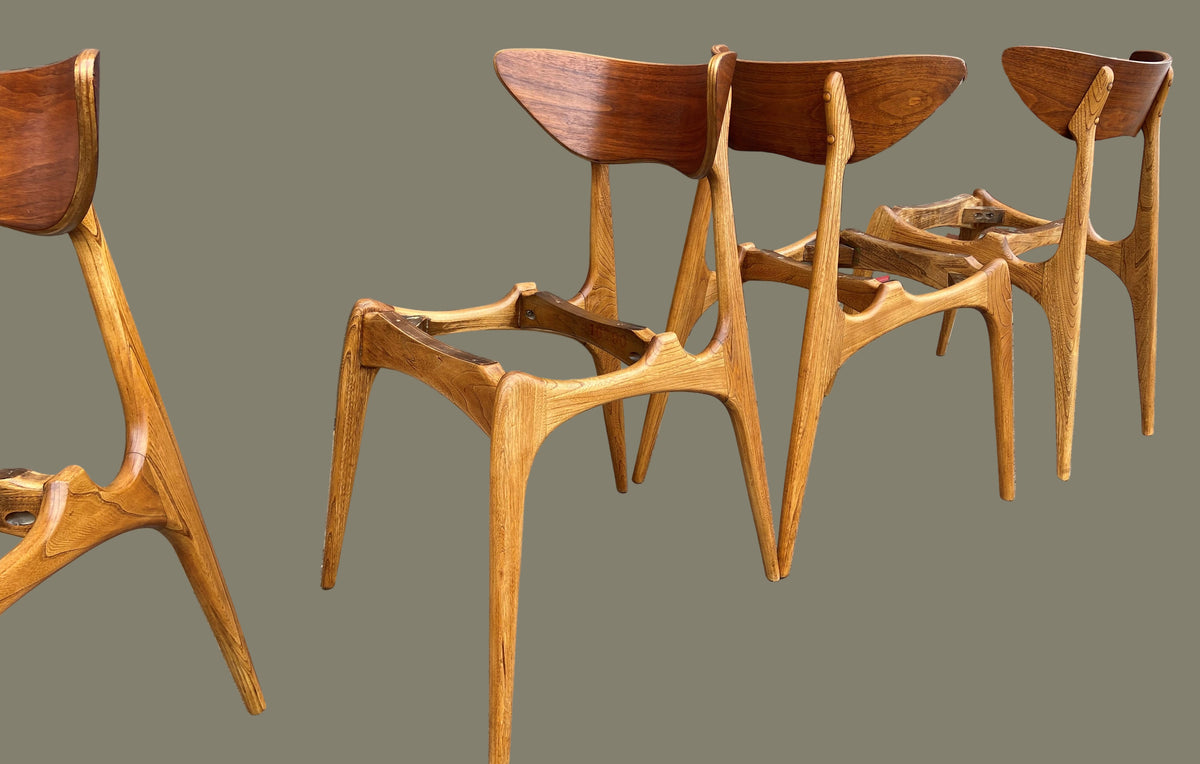 6 REFINISHED Mid Century Modern Walnut Chairs by Deilcraft