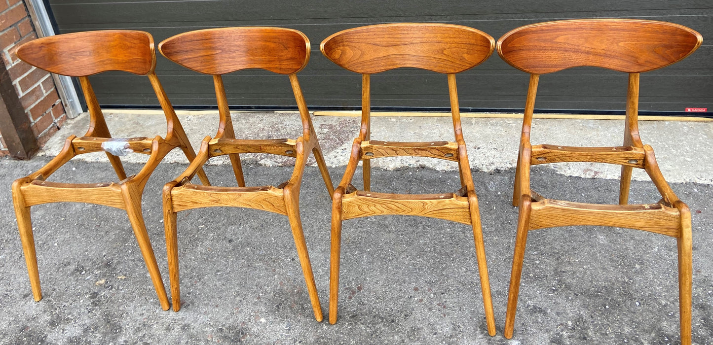 8 REFINISHED REUPHOLSTERED Mid Century Modern Walnut & Ash Chairs by Deilcraft