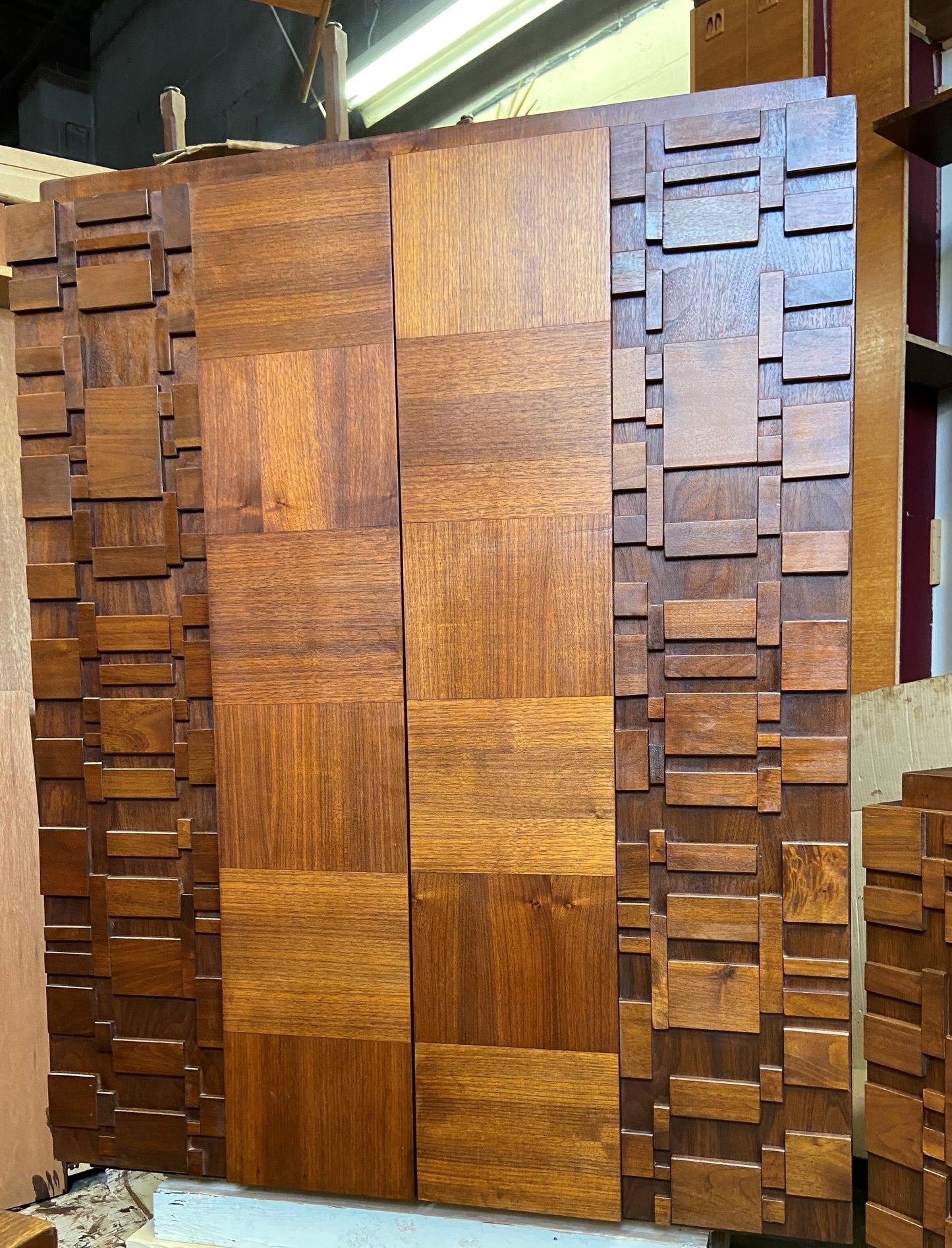 REFINISHED MCM Walnut Brutalist Bedroom SET in Paul Evans style, PERFECT
