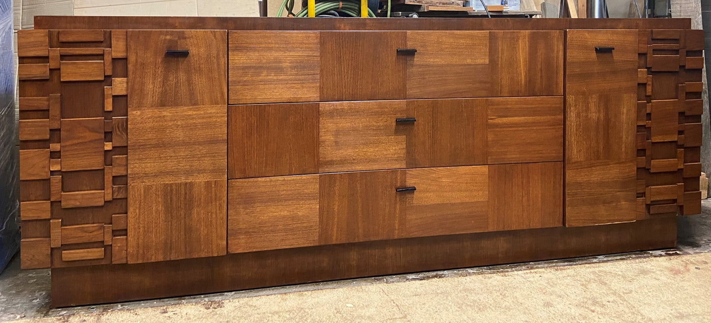 REFINISHED MCM Walnut Brutalist Bedroom SET in Paul Evans style, PERFECT