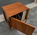 REFINISHED Mid Century Modern walnut accent cabinet w brass hardware, small 20” 5