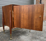 REFINISHED Mid Century Modern walnut accent cabinet w brass hardware, small 20” 8