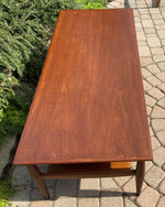 REFINISHED Mid Century Modern walnut coffee table w shelf 6