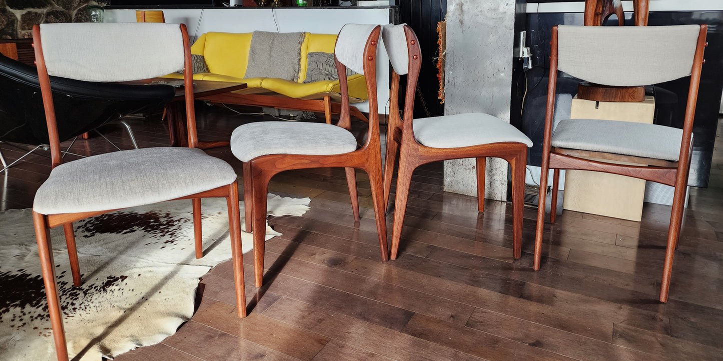 4 REFINISHED REUPHOLSTERED Mid Century Modern Walnut Chairs