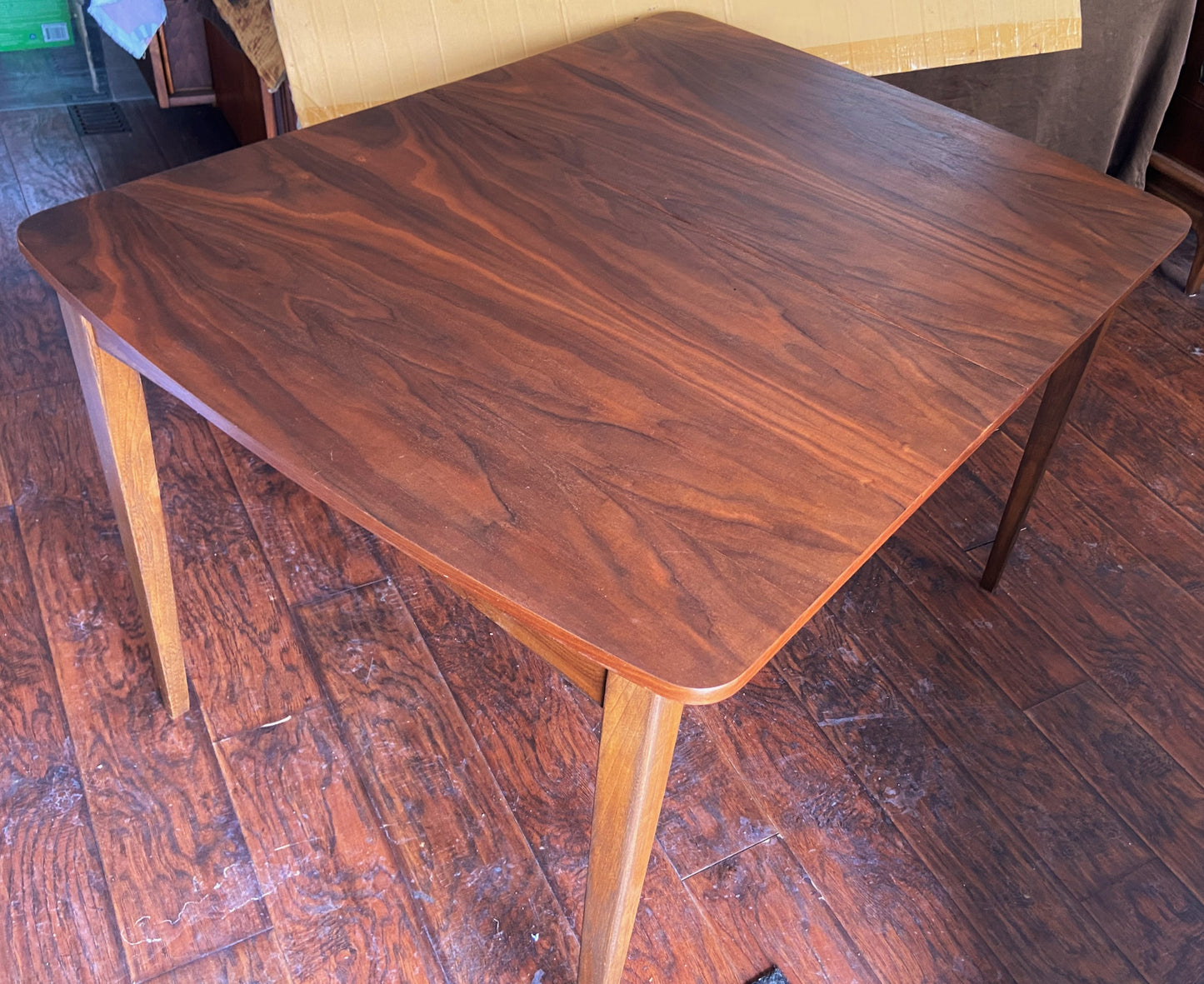 REFINISHED MCM Walnut Dining Table Extendable w 1 leaf, 4-5 ft