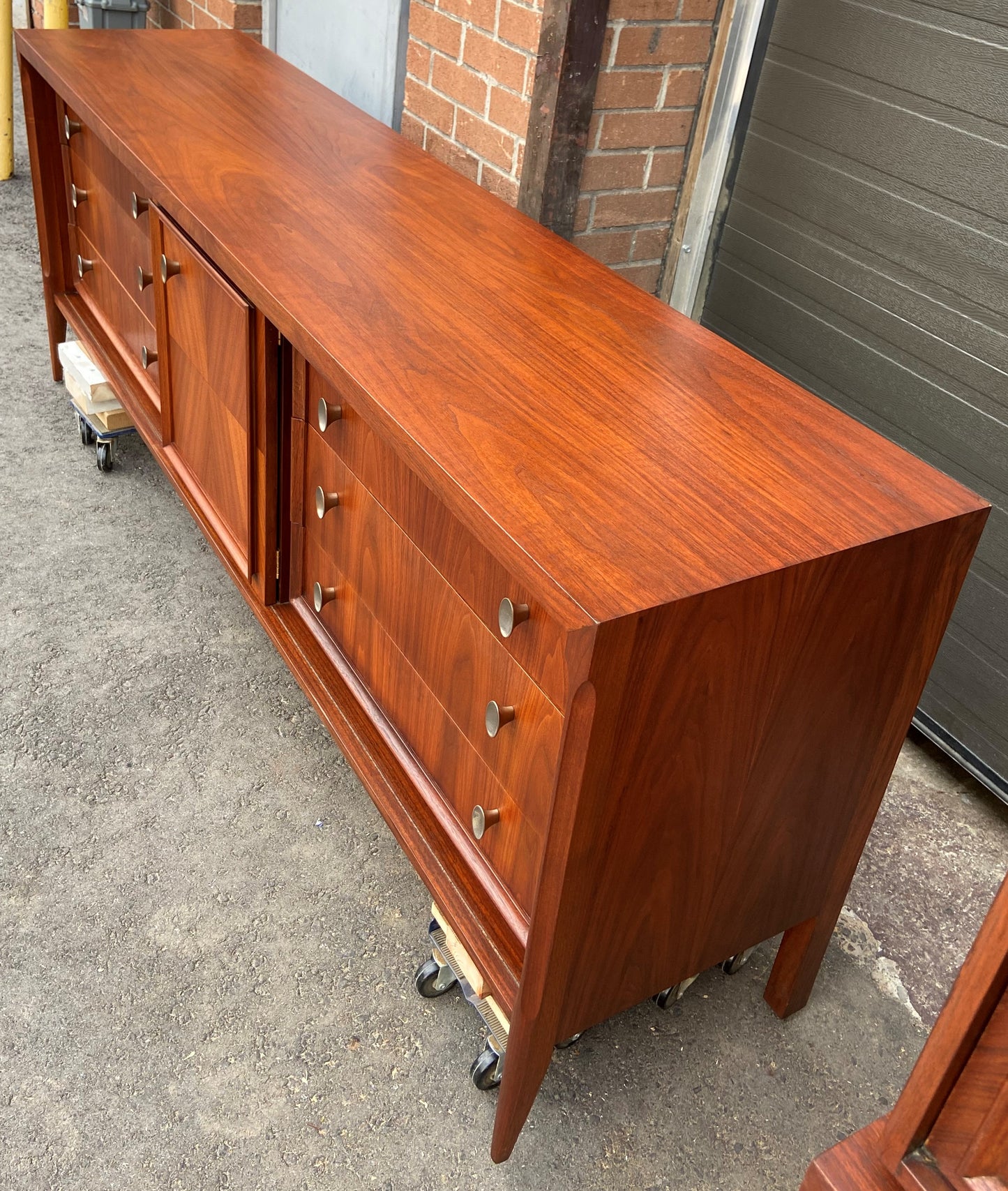 REFINISHED MCM Walnut Set of Dresser/Credenza and Tallboy/Gentleman chest