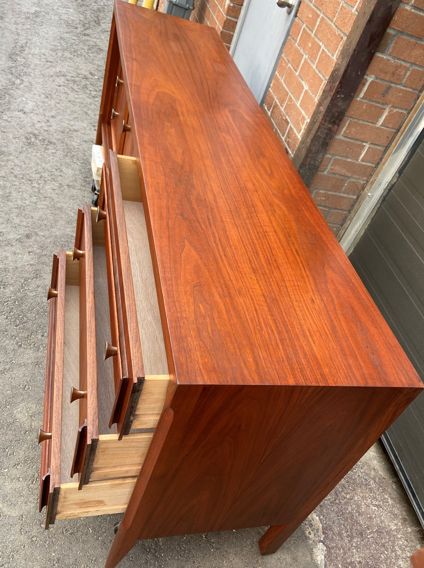 REFINISHED MCM Walnut Set of Dresser/Credenza and Tallboy/Gentleman chest