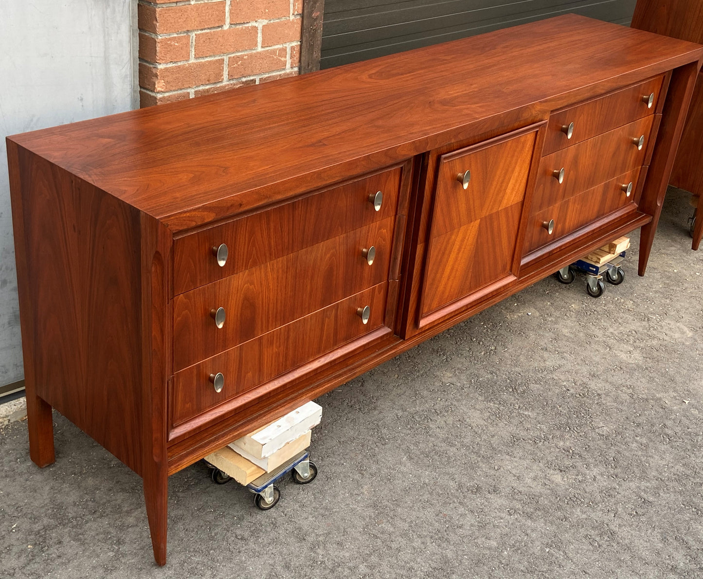 REFINISHED MCM Walnut Set of Dresser/Credenza and Tallboy/Gentleman chest