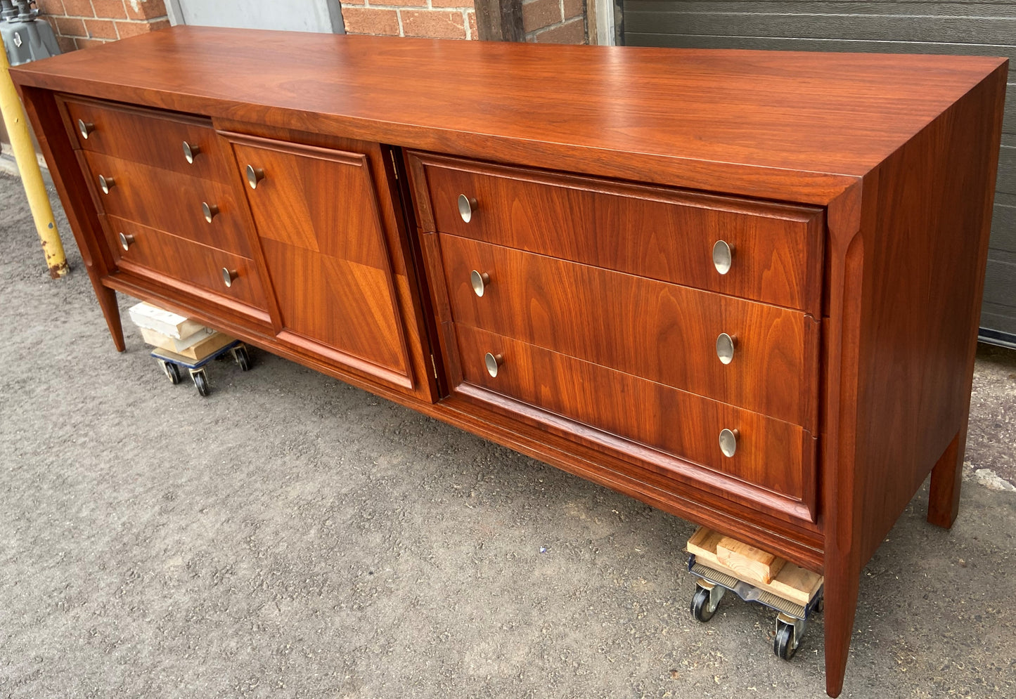 REFINISHED MCM Walnut Set of Dresser/Credenza and Tallboy/Gentleman chest