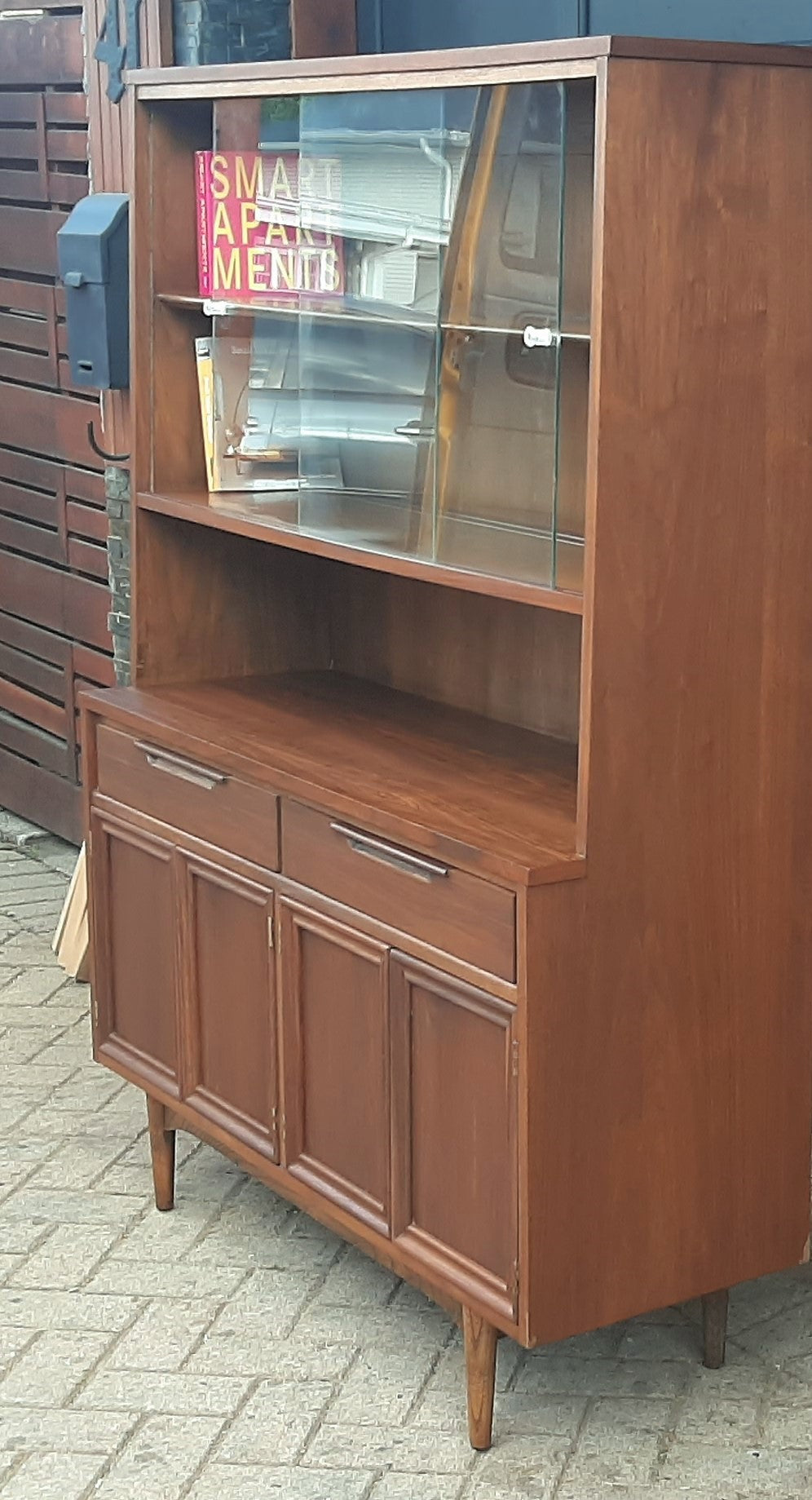 REFINISHED  MCM Walnut Highboard 48" PERFECT, compact & narrow