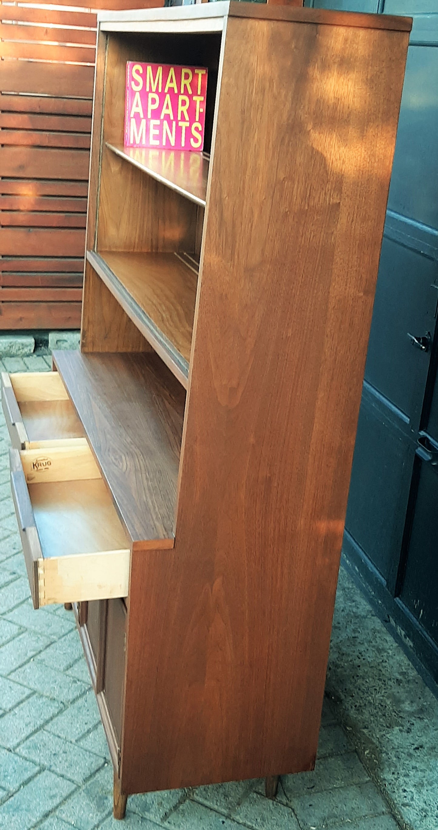 REFINISHED  MCM Walnut Highboard 48" PERFECT, compact & narrow
