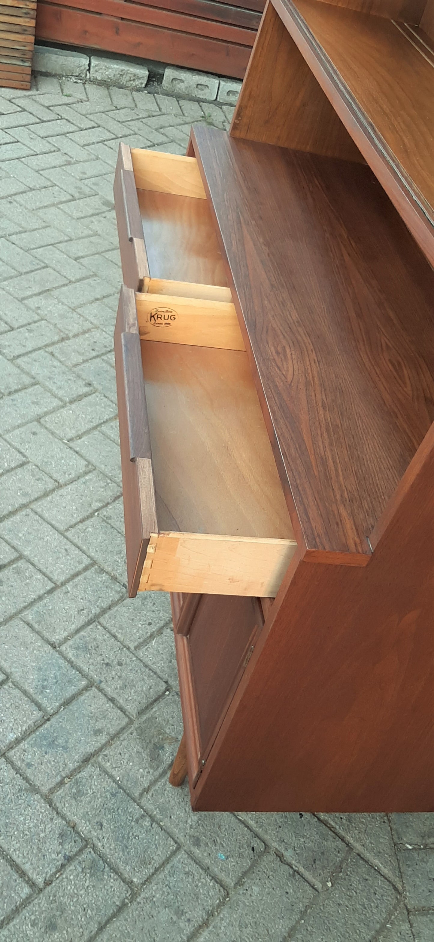 REFINISHED  MCM Walnut Highboard 48" PERFECT, compact & narrow